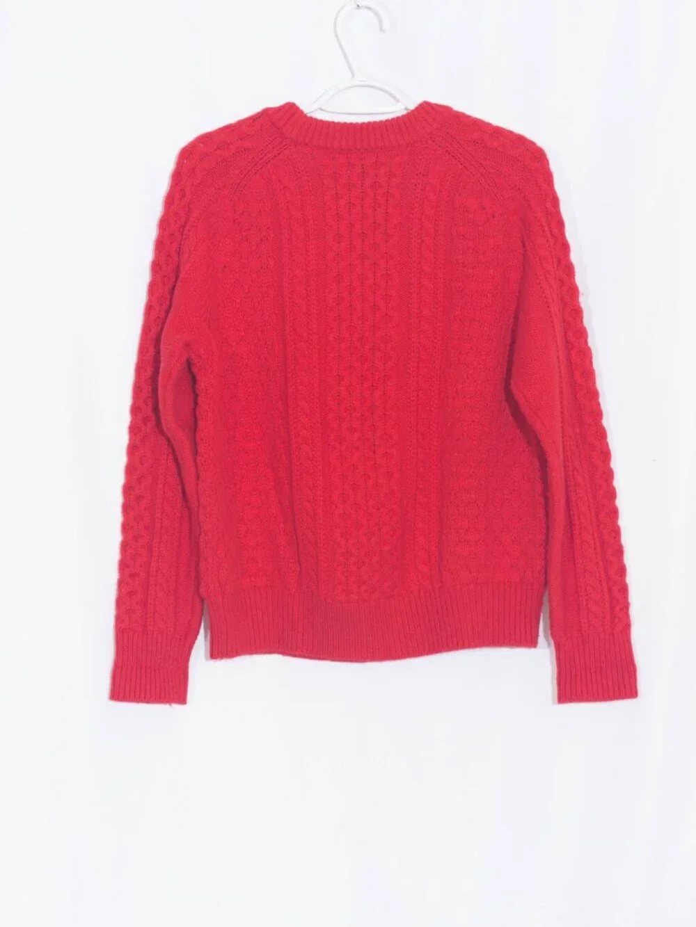J. CREW Red Cable Knit Wool Blend Sweater Size M